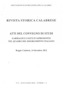 RIVISTA STORICA CALABRESE - 2012 Deputazione di Storia Patria per la Calabria