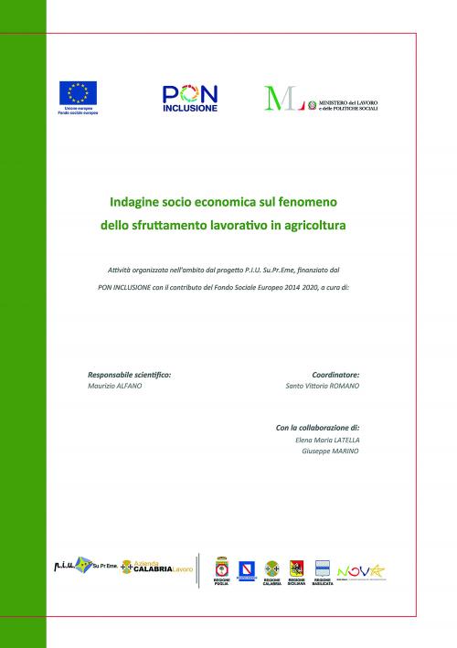 Indagine socio economica sul fenomeno dello sfruttamento lavorativo in agricoltura