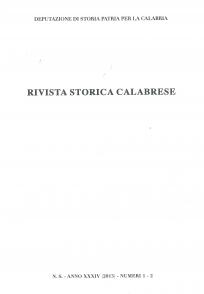 RIVISTA STORICA CALABRESE - 2013 Deputazione di Storia Patria per la Calabria